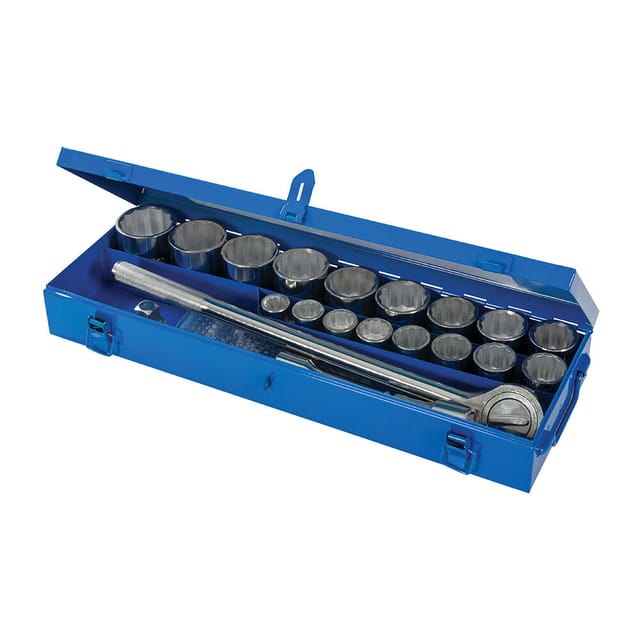 Silverline - Doppelsechskant-Steckschlüssel, 3/4-Zoll-Antrieb, metrisch, 21-tlg. Satz 19 - 50 mm