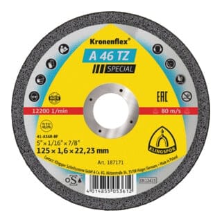 Klingspor A 46 TZ Trennscheiben, 125 x 1,6 x 22,23 mm gerade 25 Stk
