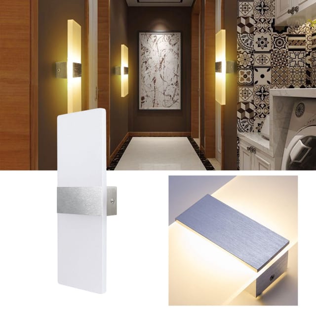Led Wandleuchte Innen/Außen Wandleuchten Modern Wandlampe Wandbeleuchtung Treppenhaus Flur Warmweiß 2X 12W - Swanew