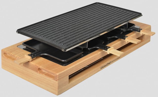 Kitchenchef - Raclette maschine 8 personen 1500w + grill - Kitchen Chef - kcwood8maxi