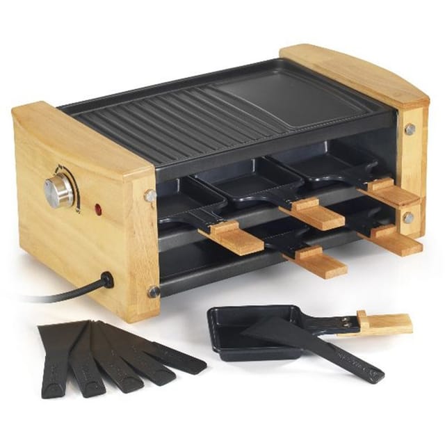 Raclette maschine 6 personen 900w + grill - Kitchen Chef - kcwood.6rp