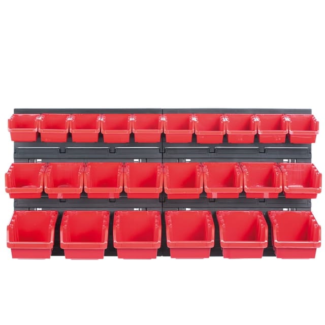 Werkzeugwand Regal Tafel Lagersystem set Stapelkästen Werkzeughänger, Version: KOR2, 26 teilig - Kistenberg