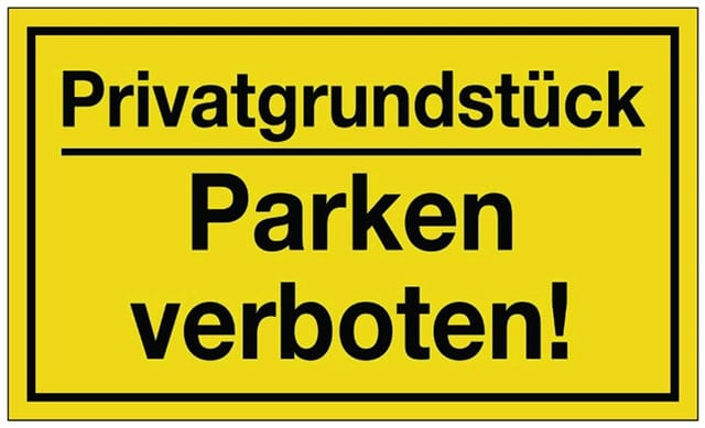 Hinweiszeichen Privatgrundstück/Parken verboten L250xB150 mm gelb schwarz Kunststoff