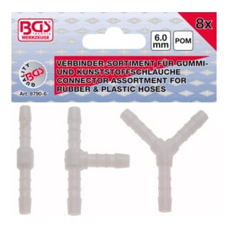 Schlauchverbinder-Sortimente kraftstoffbeständig 6 mm 8 tlg.