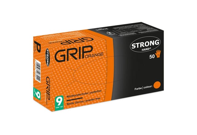 Einweghandschuhe Grip Orange Größe 8 orange Nitril en 21420 en 388 en 374 PSA-Kategorie iii