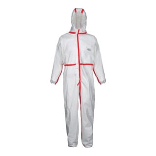 Schutzoverall Plus® Größe l weiß/rot PSA-Kategorie iii
