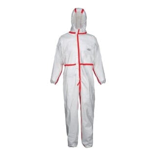 Schutzoverall Plus® Größe xxl weiß/rot PSA-Kategorie iii