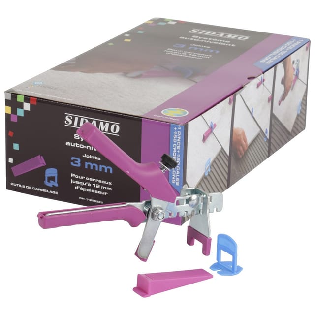 Kit zange + 150 keile + 150 selbstnivellierende sprossen fuge 3 mm h: 3 a 12 mm Sidamo 11255323
