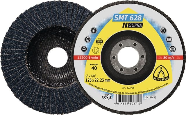 Klingspor - 322792 Fächerscheibe smt 628 Supra d. 115 mm Körnung 60 gerade inox Zi