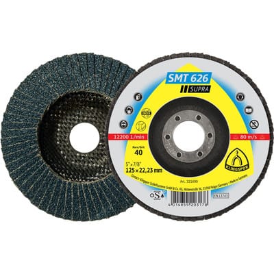 KLINGSPOR 321684 Fächerscheibe SMT 626 Supra Ø 125 mm Körnung 120 6° konisch INO