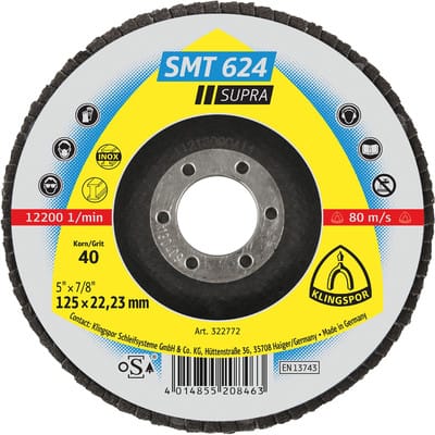 Schleifmopteller SMT624 gewölbt 125mm K40 Klingspor