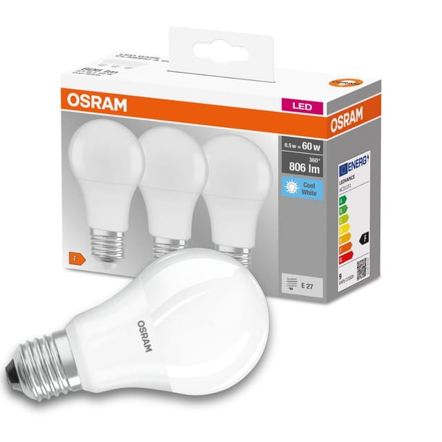 Osram - homelighting 4058075127531 led eek f (a - g) E27 Glühlampenform 8.5 w = 60 w Neutralweiß (ø x