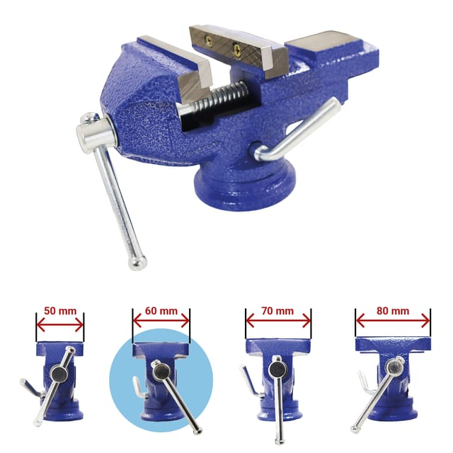 Bituxx Schraubstock Tischschraubstock Handschraubstock Werkbank Werkstatt Drehbar 360 Grad 60 mm mit Amboss und Tischklemme