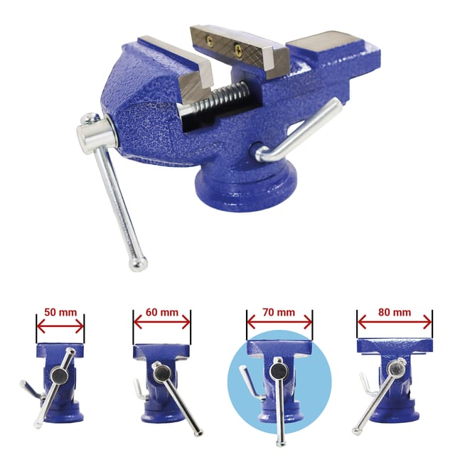 Bituxx Schraubstock Tischschraubstock Handschraubstock Werkbank Werkstatt Drehbar 360 Grad 70 mm mit Amboss und Tischklemme