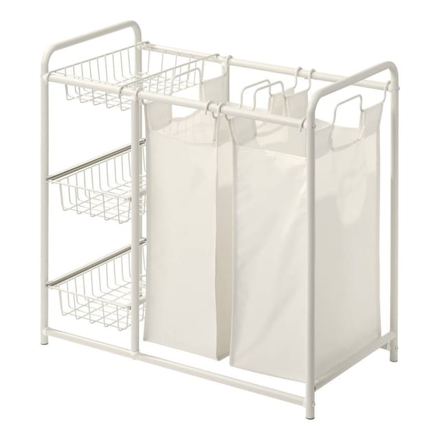 Wäschekorb mit 2 fächern 45l linea weiß - 5five