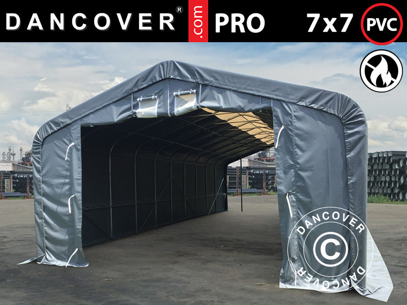 Lagerzelt Pro 7x7x3,8m Pvc Mit Dachfenster, Grau - Dancover