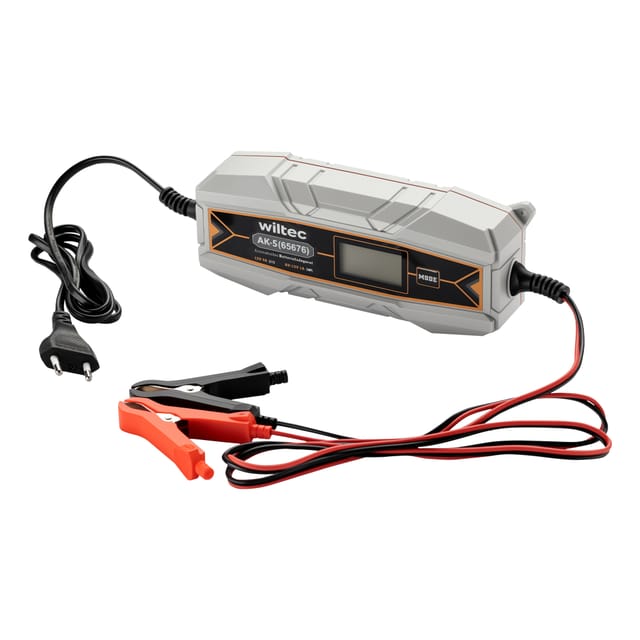 Wiltec Ladegerät 6-12 V, Batterieladegerät 4 A, 10-150 Ah für Autobatterie Kfz und Motorrad, intelligenter Lader mit Verpol-, Überlade- und