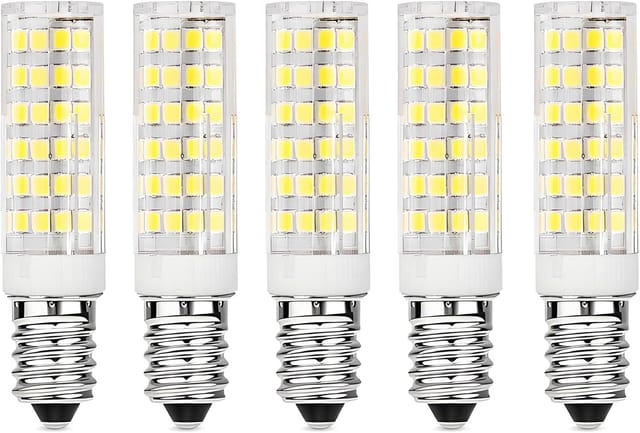Set mit 5 E14 LED-Lampen für Küchenabzugshauben, 9W, kaltweiß (6000K), 220-230V AC, nicht dimmbar, für Kühlschränke/Küchenabzugshauben.
