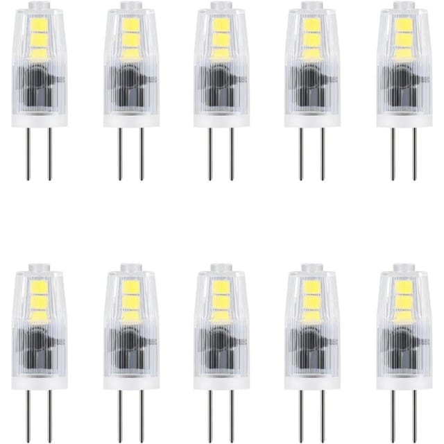 10er-pack G4-led-lampen – 2 W – Für Kronleuchter, Wohnzimmer, Schlafzimmer, Flur – 12 V Ac/dc – Kaltweiß (6000 K) – Energiesparend