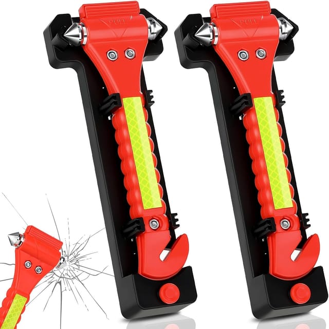 2-in-1-glasbrecherhammer Mit Reflektorstreifen, 2 Stück