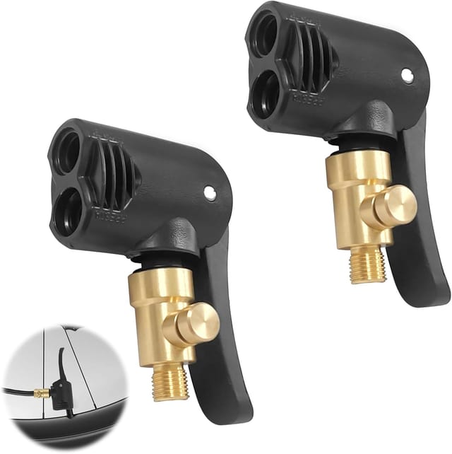 2-teiliger Doppelventil-pumpenkopf, Messing-aufblasdüse, 2-in-1 Für Presta- Und Schrader-ventile, Luftanschluss, Kompressoradapter, Fahrrad, Auto, Motorrad (2)