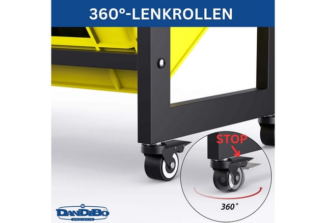 DanDiBo Getränkekistenregal 4 Kisten mit Ablagefläche Rollen Haken Metall Schwarz 96651 Getränkeregal Kistenregal Getränke Regal