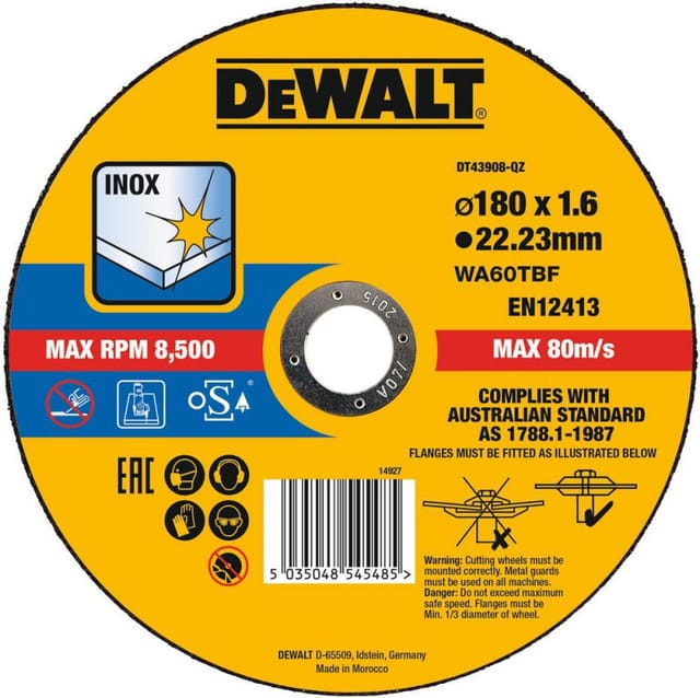 High Performance Trennscheibe Edelstahl flach 180x1,6mm - Dewalt