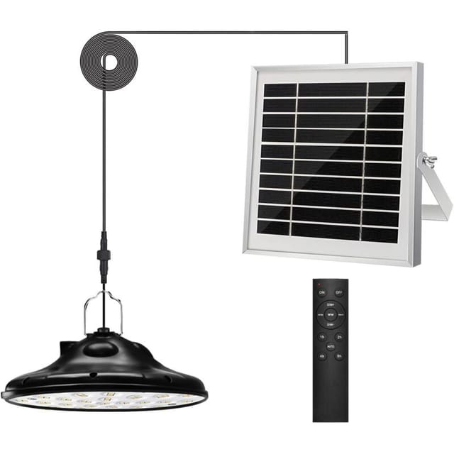 100leds 1200lm Lampe Solaire Exterieur,3 Mode Lampe Suspendue Solaire,panneau Solaire Réglable,4 Luminosité Avec Télécommande,ip66 Étanche Eclairage Led Pour Jardin,camping/pergola/balcon/terasse [cla