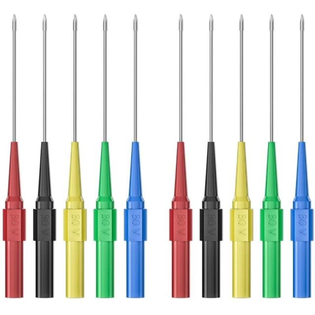 10 Stück 0,7 Mm Lange Prüfspitzen, Zerstörungsfreie Isolierdraht-bohrnadeln, Edelstahl-rückprüfspitzen, Multimeter-prüfspitzen Für Bananenstecker