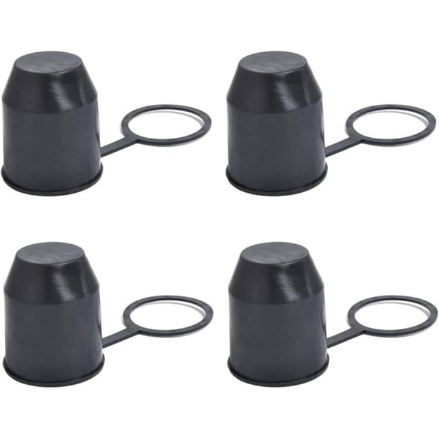 Set mit 4 Schutzkappen für Anhängerkupplungen mit Sicherheitsring für Pkw und Wohnmobile (schwarz)