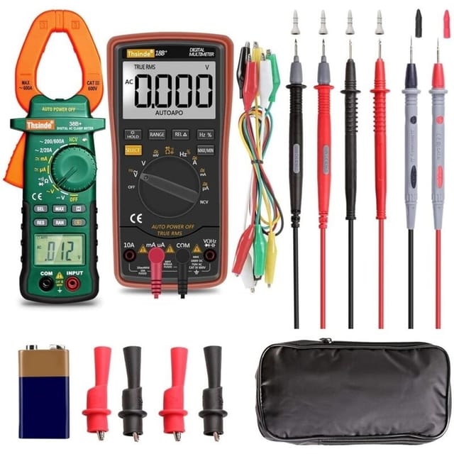 Automatisches Digitalmultimeter Und Stromzange – Mit Tragetasche, Batterieklemmen, Ac/dc-spannungs-/strommessleitungen, Spannungsalarm, Ohm-/spannungsverstärker