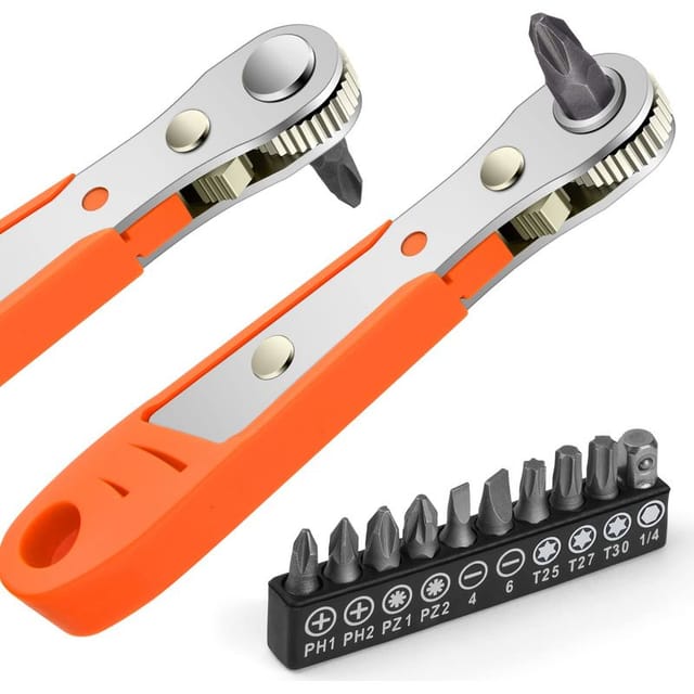 Ratschenschraubendreher, Magnetschraubendreher, 1/4"-mini-ratschenschlüssel, Drehmomentstarker 1/4"-antrieb, Mini-ratschenschraubendreher Mit Versetzter, Umkehrbarer Spitze, Multifunktionales Taschenr