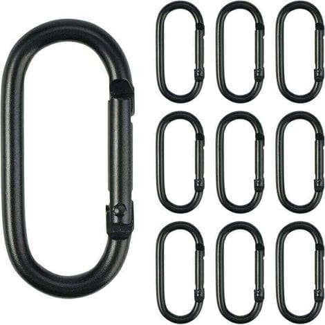 10 Stück Karabiner, 2 Cm X 5 Cm, Kleine Schwarze Karabiner, Mini-schlüsselanhänger Aus Aluminium Mit Federmechanismus, Karabiner Zur Sicherung Von Ausrüstung Für Zuhause, Reisen, Camping, Angeln Und W