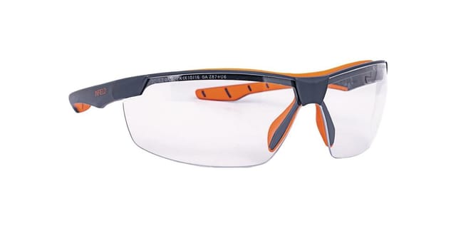 Infield Safety - Schutzbrille Flexor Plus en 166 Fassung: dunkelgrau-orange Scheibe: klar Polycarbonat