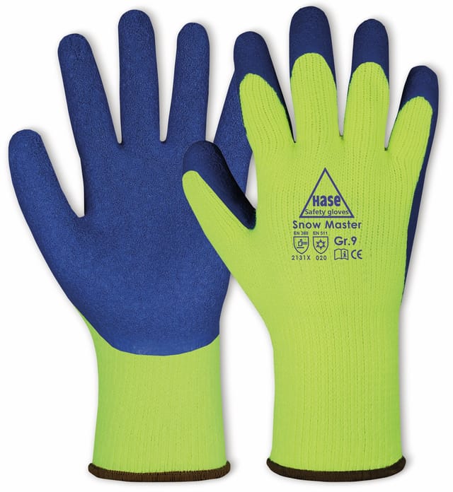 10 Paar Hase® Snow master Winterhandschuhe neon-gelb/blau 9