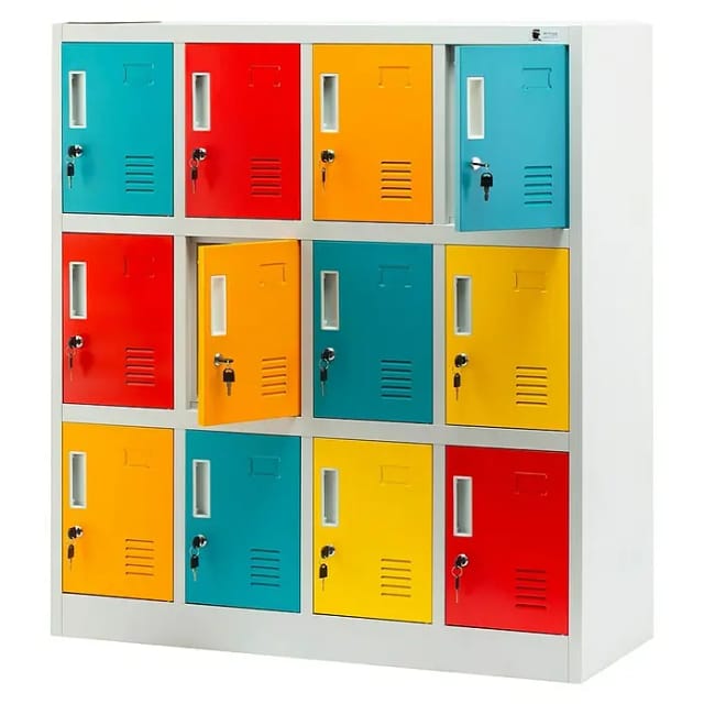 Jan Nowak - Schließfachschrank 4B3A Werfachschrank Fächerschrank Umkleideschrank mit 12 Fächern Metall Pulverbeschichtung 120 cm x 109 cm x 45 cm (h