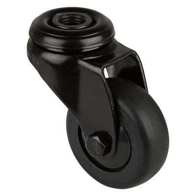 Lenkrolle Rad-Ø 50 mm Tragfähigkeit 50 kg mit Rückenloch Kunststoff Kugellager Gummi schwarz