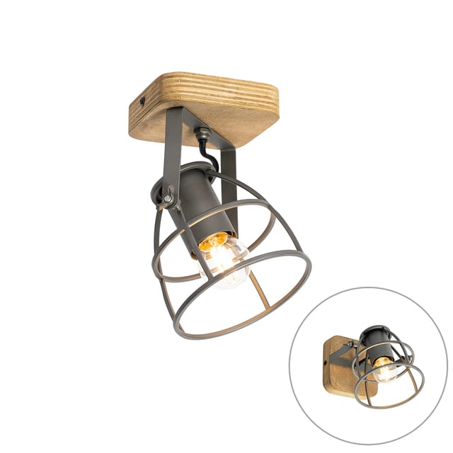 Industriespot dunkelgrau mit verstellbarem Holz – Arthur