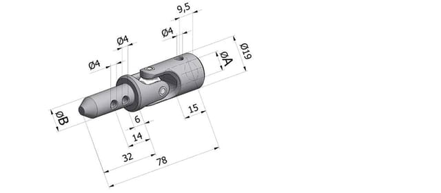 Cherubini Zamak-Kniegelenk vernickelt 9,9 mm