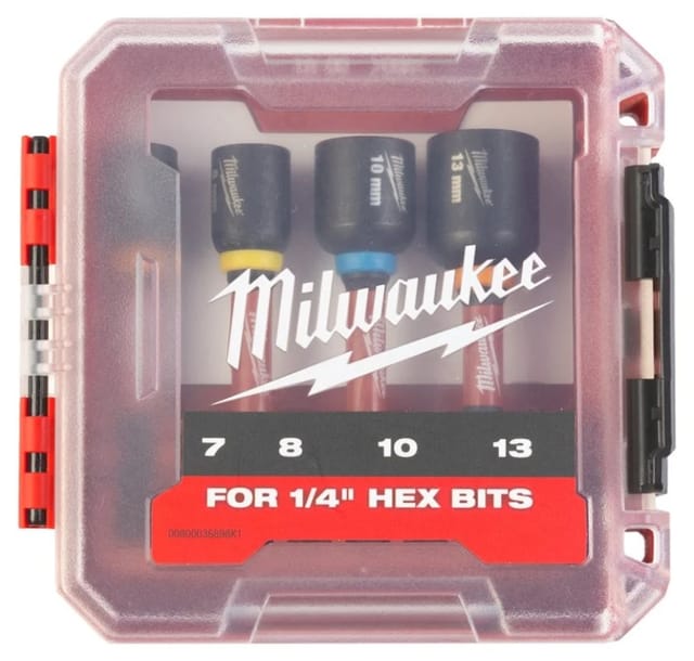 Milwaukee SHOCKWAVE Steckschlüssel 1/4 Set 4-teilig 7,8,10, 13mm