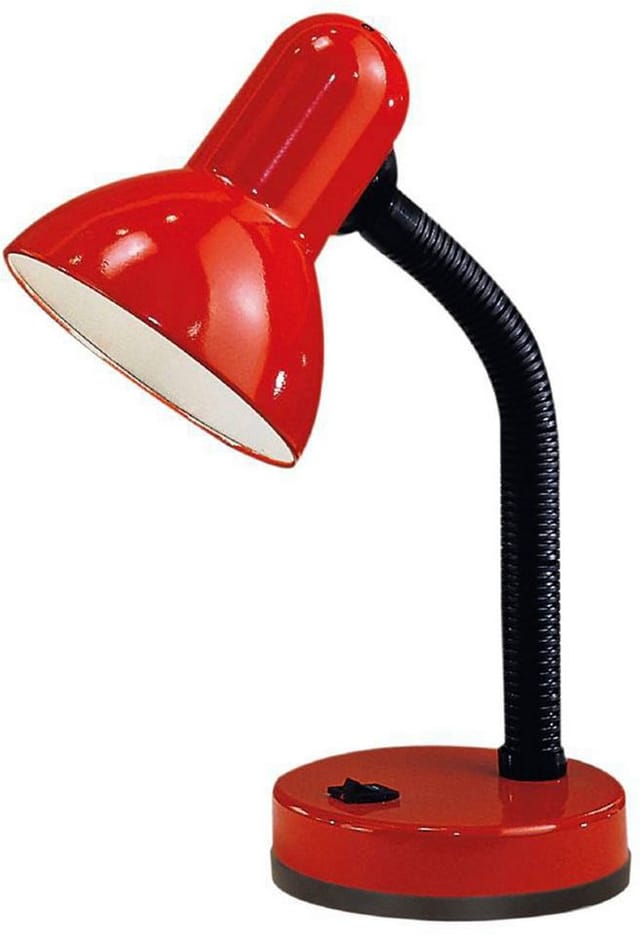 Rote Basic-Schreibtischlampe mit Eglo Flexarm.