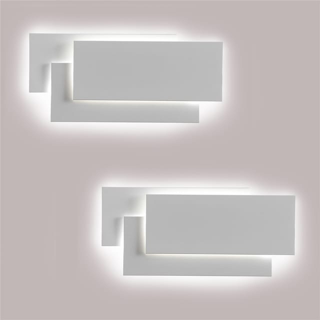 Weiß Wandlampe LED, 24W Moderne IP44 Wandleuchte Innen Für Schlafzimmer Wohnzimmer Kaltes Weiß 2PCS