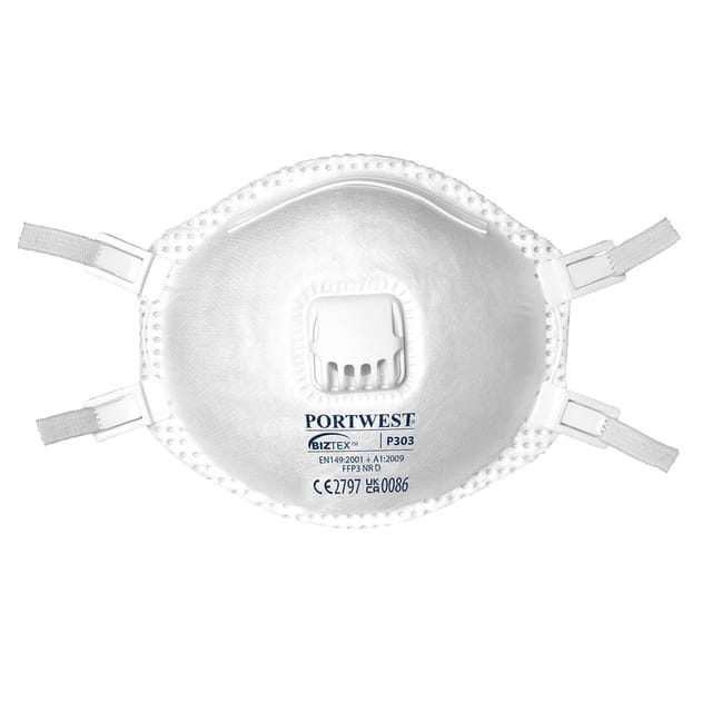 Pack mit 10 FFP3-Dolomit-Masken mit Ventil, Weiß