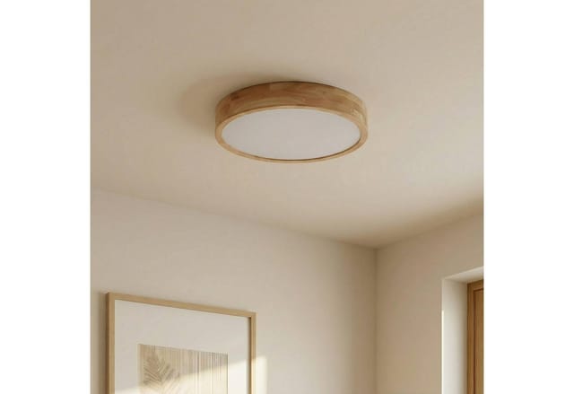 Neuwertig] Lindby Tanju Deckenlampe Eichenholz ø50cm Deckenlicht Deko Deckenlicht Licht E27 B-Ware