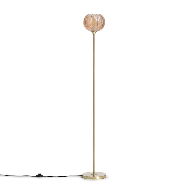 Stehlampe aus Metall und Glas Klimt Bernstein