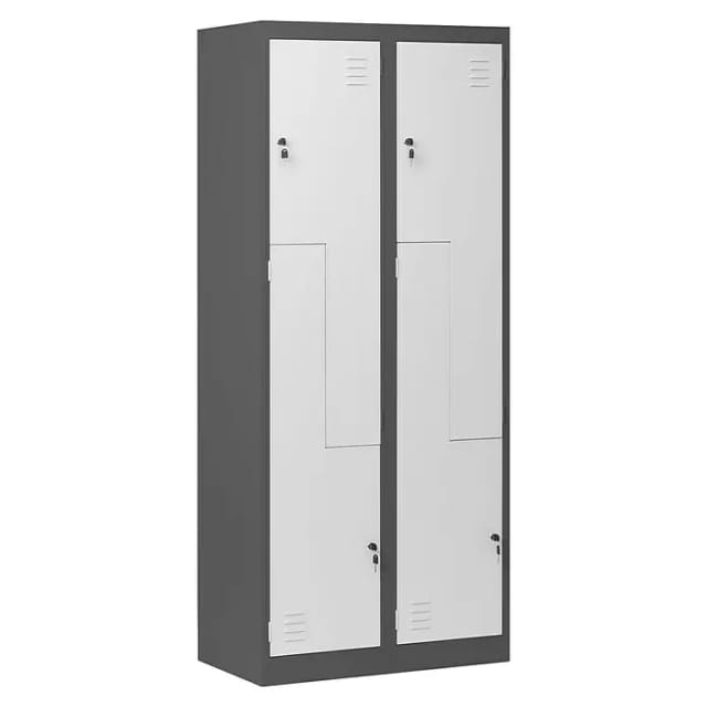 Umkleideschrank Z02 Spind Mit 4 Abteilen Kleiderspind Metallschrank Flügeltür Lüftungsschlitzen Pulverbeschichtung 185 Cm X 80 Cm X 45 Cm (anthrazit-weiß) - Jan Nowak