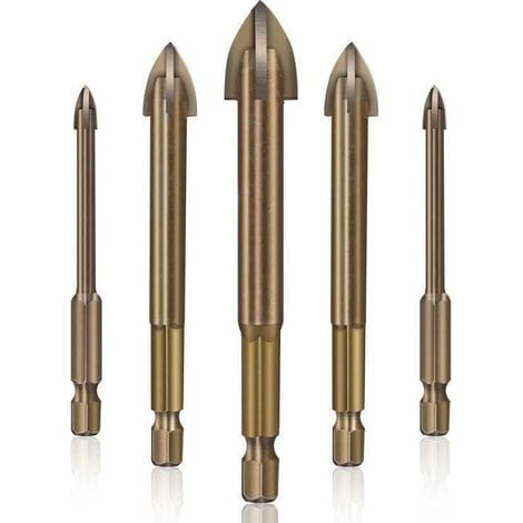 Betterlife Fliesen-, Glas- Und Keramikbohrer-set, Effizientes Universalbohrwerkzeug, Multifunktionale Hartmetall-kreuzbohrer, 5 Bohrer Für Keramikfliesen, Betonbohrer-set