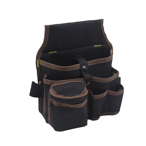 Werkzeugtasche für Elektriker, Gürteltasche aus Canvas, Aufbewahrungstasche, Werkzeugtasche aus Oxford-Gewebe, 1 Stück (brauner Rand)