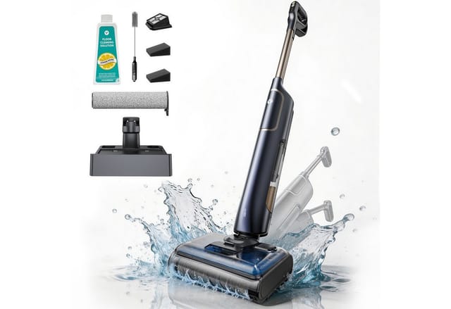 VACTIDY Kabelloser Waschsaugerbürste Cleanova X7 - Trocken-/Nassreiniger 3-in-1 - 25 kPa - 50 min - Selbstreinigung - Randreinigung - Ideal für