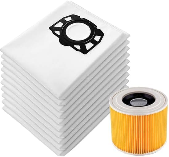 12 Staubsaugerbeutel Und 1 Filter Für Kärcher Kfi 357, Wd2, Wd 2 Plus, Wd 3, Kwd 1-3, Se 4001, Se 4002 Staubsauger Ersatzteile 2.863-314.0 (13)